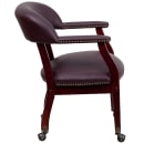 Flash Furniture B-Z100-LF19-LEA-GG Rolling Conference Chair w/ Burgundy Italian Leather Upholstery & Mahogany Wood Frame thumbnail 3