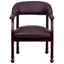 Flash Furniture B-Z100-LF19-LEA-GG Rolling Conference Chair w/ Burgundy Italian Leather Upholstery & Mahogany Wood Frame thumbnail 5