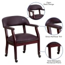 Flash Furniture B-Z100-LF19-LEA-GG Rolling Conference Chair w/ Burgundy Italian Leather Upholstery & Mahogany Wood Frame thumbnail 6
