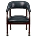 Flash Furniture B-Z100-NAVY-GG Rolling Conference Chair w/ Navy Blue Vinyl Upholstery & Mahogany Wood Frame thumbnail 6