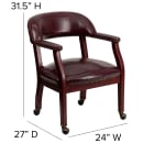Flash Furniture B-Z100-OXBLOOD-GG Rolling Conference Chair w/ Burgundy Vinyl Upholstery & Mahogany Wood Frame thumbnail 2