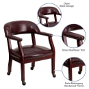 Flash Furniture B-Z100-OXBLOOD-GG Rolling Conference Chair w/ Burgundy Vinyl Upholstery & Mahogany Wood Frame thumbnail 6