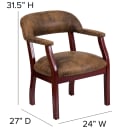 Flash Furniture B-Z105-BRN-GG Conference Chair w/ Bomber Jacket Brown Microfiber Upholstery & Mahogany Wood Frame thumbnail 2