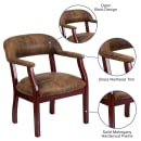 Flash Furniture B-Z105-BRN-GG Conference Chair w/ Bomber Jacket Brown Microfiber Upholstery & Mahogany Wood Frame thumbnail 6