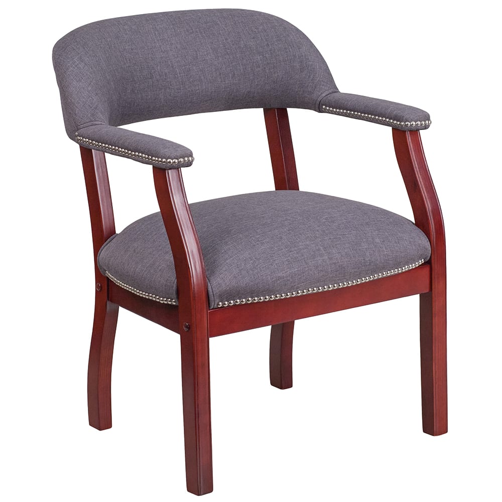 Flash Furniture B-Z105-GY-GG Conference Chair w/ Gray Polyester Upholstery & Mahogany Wood Frame