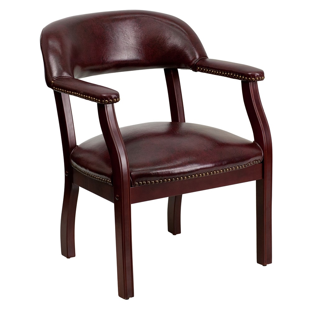 Flash Furniture B-Z105-OXBLOOD-GG Conference Chair w/ Burgundy Vinyl Upholstery & Mahogany Wood Frame