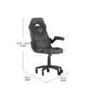 Flash Furniture CH-00095-BK-RLB-GG Swivel Gaming Chair w/ Black LeatherSoft Back & Seat - Black Base w/ Roller Wheels thumbnail 2