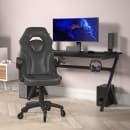 Flash Furniture CH-00095-BK-RLB-GG Swivel Gaming Chair w/ Black LeatherSoft Back & Seat - Black Base w/ Roller Wheels thumbnail 4