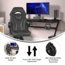 Flash Furniture CH-00095-BK-RLB-GG Swivel Gaming Chair w/ Black LeatherSoft Back & Seat - Black Base w/ Roller Wheels thumbnail 5
