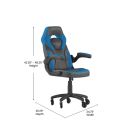 Flash Furniture CH-00095-BL-RLB-GG Swivel Gaming Chair w/ Black & Blue LeatherSoft Back & Seat - Black Base, Roller Wheels thumbnail 2