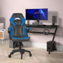 Flash Furniture CH-00095-BL-RLB-GG Swivel Gaming Chair w/ Black & Blue LeatherSoft Back & Seat - Black Base, Roller Wheels thumbnail 4