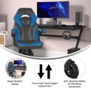 Flash Furniture CH-00095-BL-RLB-GG Swivel Gaming Chair w/ Black & Blue LeatherSoft Back & Seat - Black Base, Roller Wheels thumbnail 5