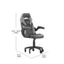 Flash Furniture CH-00095-GY-RLB-GG Swivel Gaming Chair w/ Black & Gray LeatherSoft Back & Seat - Black Base thumbnail 2