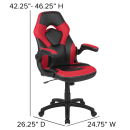 Flash Furniture CH-00095-RED-GG Swivel Gaming Chair w/ Black & Red LeatherSoft Back & Seat - Black Base w/ Casters thumbnail 2