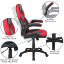 Flash Furniture CH-00095-RED-GG Swivel Gaming Chair w/ Black & Red LeatherSoft Back & Seat - Black Base w/ Casters thumbnail 6