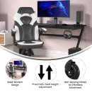 Flash Furniture CH-00095-WH-RLB-GG Swivel Gaming Chair w/ Black & White LeatherSoft Back & Seat - Black Base thumbnail 5
