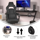 Flash Furniture CH-00288-BK-BK-RLB-GG Swivel Gaming Chair w/ Footrest - LeatherSoft Back & Seat, Black thumbnail 5