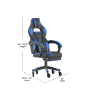 Flash Furniture CH-00288-BL-RLB-GG Swivel Gaming Chair w/ Footrest - LeatherSoft Back & Seat, Black/Blue thumbnail 2
