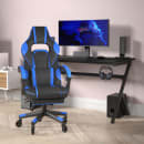 Flash Furniture CH-00288-BL-RLB-GG Swivel Gaming Chair w/ Footrest - LeatherSoft Back & Seat, Black/Blue thumbnail 3