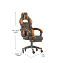 Flash Furniture CH-00288-OR-RLB-GG Swivel Gaming Chair w/ Footrest - LeatherSoft Back & Seat, Black/Orange thumbnail 2