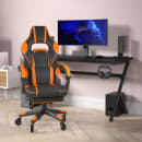 Flash Furniture CH-00288-OR-RLB-GG Swivel Gaming Chair w/ Footrest - LeatherSoft Back & Seat, Black/Orange thumbnail 3