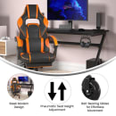 Flash Furniture CH-00288-OR-RLB-GG Swivel Gaming Chair w/ Footrest - LeatherSoft Back & Seat, Black/Orange thumbnail 5