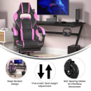 Flash Furniture CH-00288-PR-RLB-GG Swivel Gaming Chair w/ Footrest - LeatherSoft Back & Seat, Black/Pink thumbnail 5