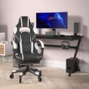 Flash Furniture CH-00288-WH-RLB-GG Swivel Gaming Chair w/ Footrest - LeatherSoft Back & Seat, Black/White thumbnail 3