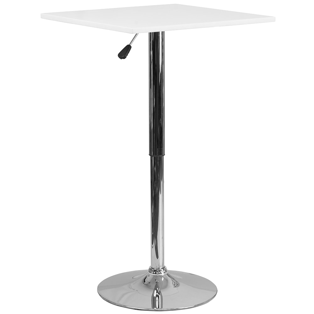 Flash Furniture CH-1-GG 23 3/4" Round Table w/ Square White Wood Swivel Top - Chrome Base
