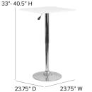 Flash Furniture CH-1-GG 23 3/4" Round Table w/ Square White Wood Swivel Top - Chrome Base thumbnail 2
