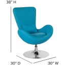 Flash Furniture CH-162430-AQ-FAB-GG Swivel Reception Arm Chair - Aqua Fabric Upholstery thumbnail 2
