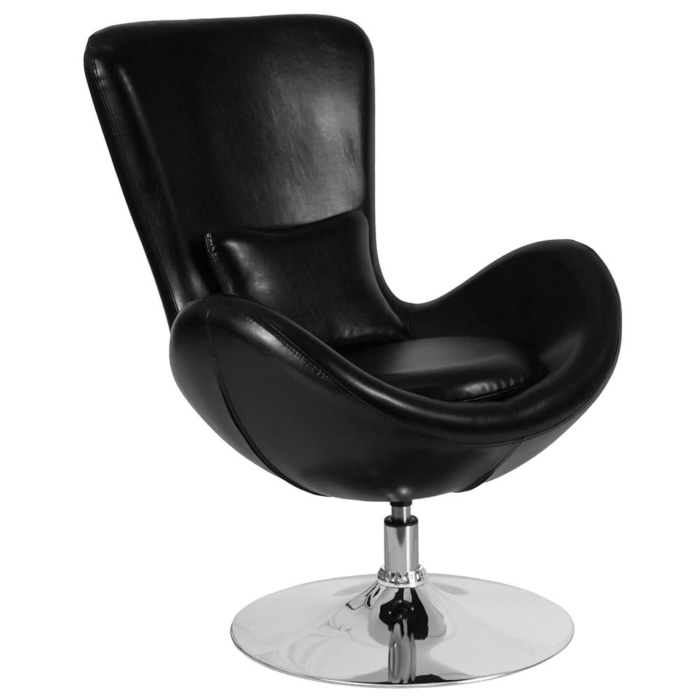 Flash Furniture CH-162430-BK-LEA-GG Swivel Reception Arm Chair - Black LeatherSoft Upholstery