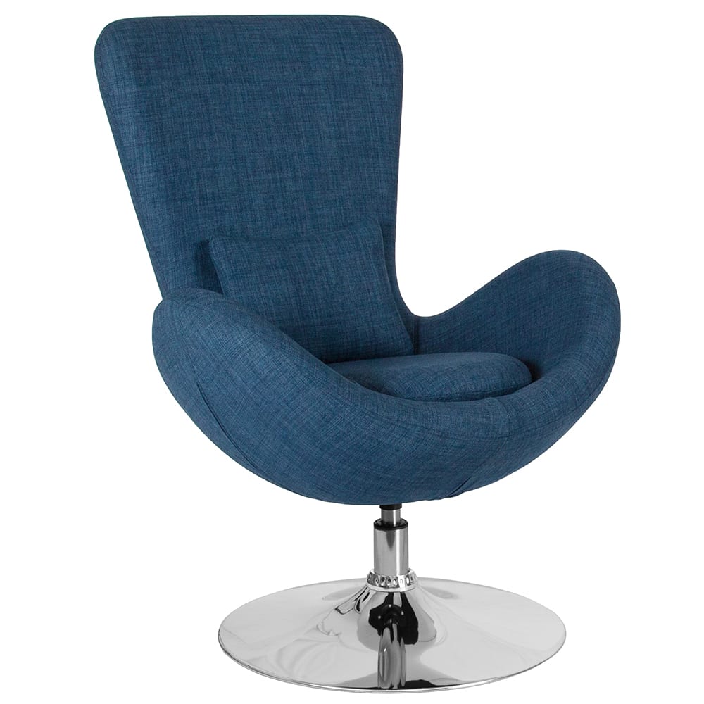 Flash Furniture CH-162430-BL-FAB-GG Swivel Reception Arm Chair - Blue Fabric Upholstery