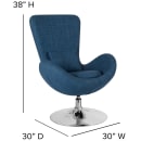Flash Furniture CH-162430-BL-FAB-GG Swivel Reception Arm Chair - Blue Fabric Upholstery thumbnail 2