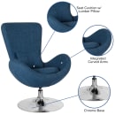Flash Furniture CH-162430-BL-FAB-GG Swivel Reception Arm Chair - Blue Fabric Upholstery thumbnail 3