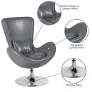 Flash Furniture CH-162430-GY-LEA-GG Swivel Reception Arm Chair - Gray LeatherSoft Upholstery thumbnail 6