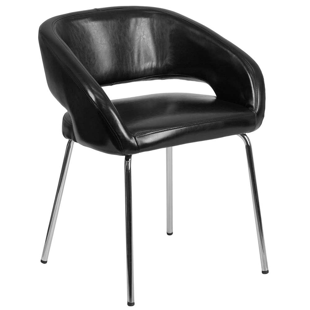 Flash Furniture CH-162731-BK-GG Reception Chair w/ Black LeatherSoft Upholstery - Chrome Legs