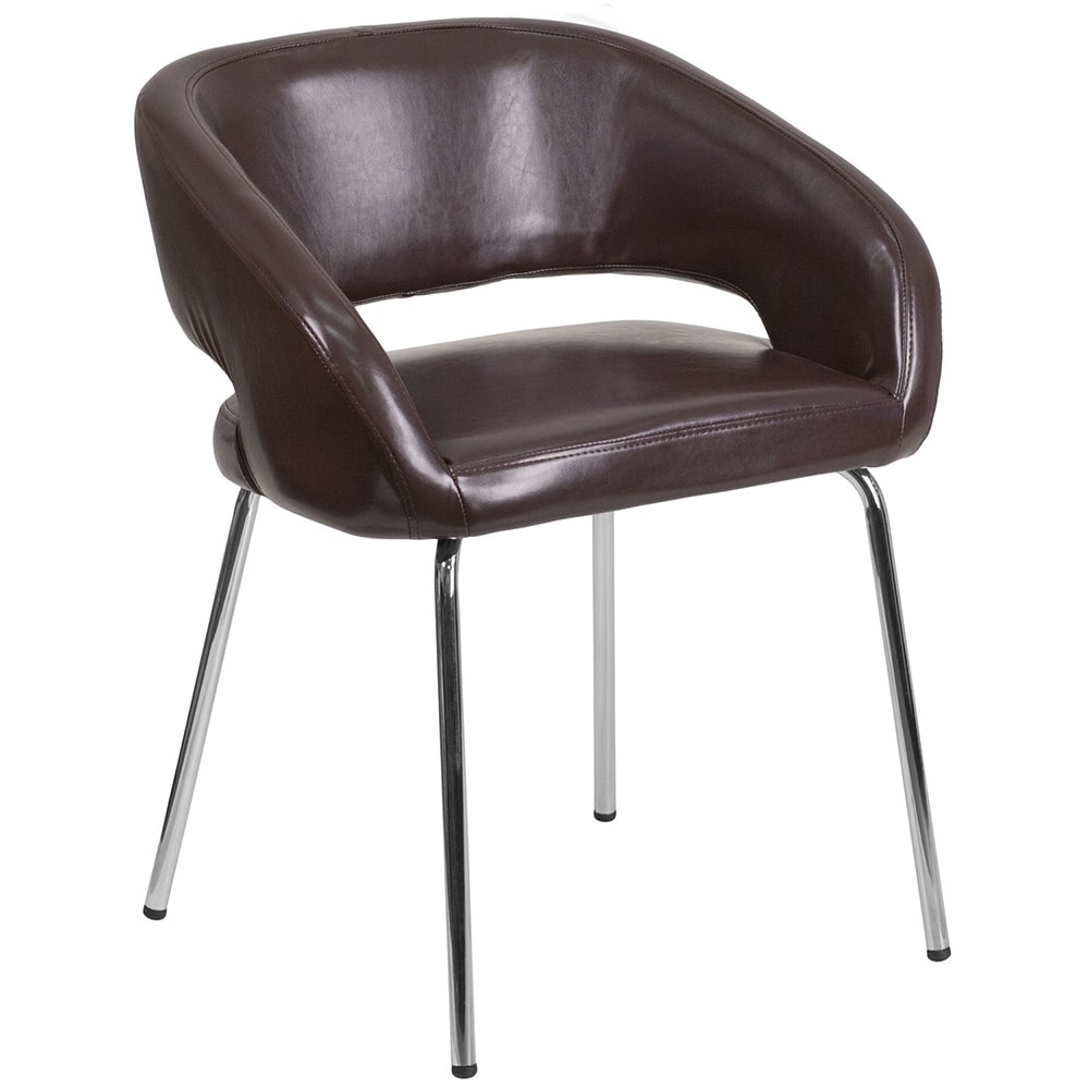 Flash Furniture CH-162731-BN-GG Reception Chair w/ Brown LeatherSoft Upholstery - Chrome Legs
