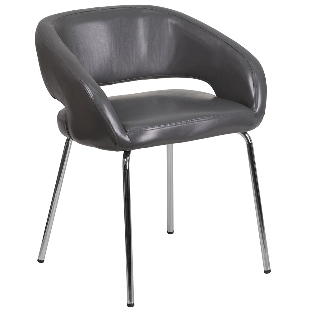 Flash Furniture CH-162731-GY-GG Reception Chair w/ Gray LeatherSoft Upholstery - Chrome Legs