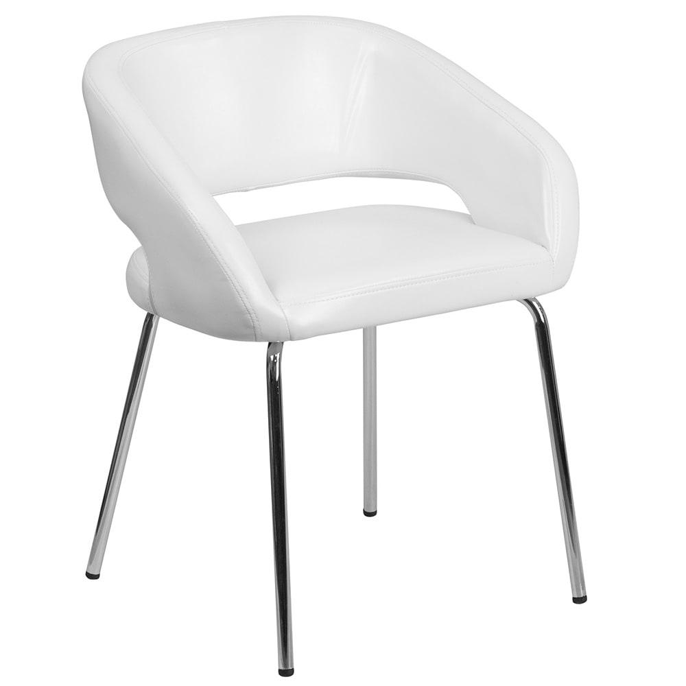 Flash Furniture CH-162731-WH-GG Reception Chair w/ White LeatherSoft Upholstery - Chrome Legs