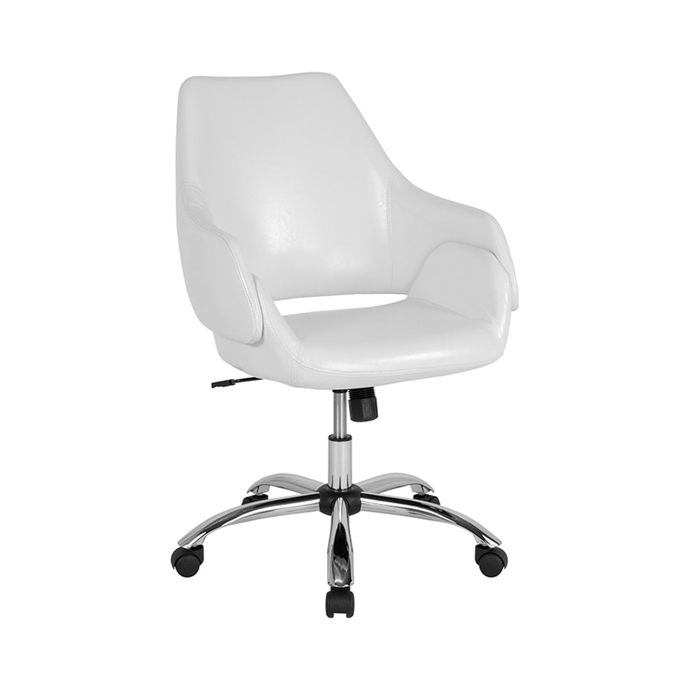 Flash Furniture CH-177280-WH-GG Swivel Office Chair w/ Mid Back - White LeatherSoft Upholstery