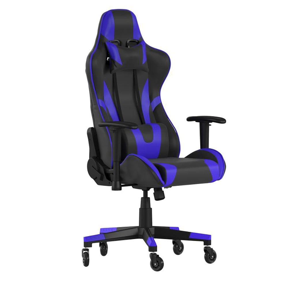 Flash Furniture CH-187230-1-BL-RLB-GG Swivel Gaming Chair - LeatherSoft Back & Seat, Black/Blue