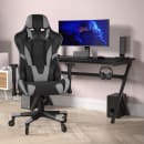 Flash Furniture CH-187230-1-GY-RLB-GG Swivel Gaming Chair - LeatherSoft Back & Seat, Black/Gray thumbnail 3