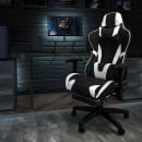 Flash Furniture CH-187230-BK-GG Swivel Racing Gaming Chair w/ Footrest - Black & White LeatherSoft, Black Base w/ Casters thumbnail 12