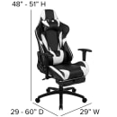 Flash Furniture CH-187230-BK-GG Swivel Racing Gaming Chair w/ Footrest - Black & White LeatherSoft, Black Base w/ Casters thumbnail 2