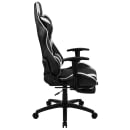 Flash Furniture CH-187230-BK-GG Swivel Racing Gaming Chair w/ Footrest - Black & White LeatherSoft, Black Base w/ Casters thumbnail 3