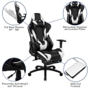 Flash Furniture CH-187230-BK-GG Swivel Racing Gaming Chair w/ Footrest - Black & White LeatherSoft, Black Base w/ Casters thumbnail 6