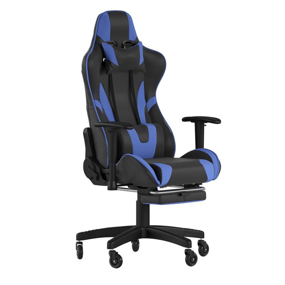 Flash Furniture CH-187230-BL-RLB-GG Swivel Gaming Chair - LeatherSoft Back & Seat, Black/Blue