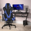 Flash Furniture CH-187230-BL-RLB-GG Swivel Gaming Chair - LeatherSoft Back & Seat, Black/Blue thumbnail 3