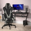 Flash Furniture CH-187230-GY-RLB-GG Swivel Gaming Chair - LeatherSoft Back & Seat, Black/Gray thumbnail 3